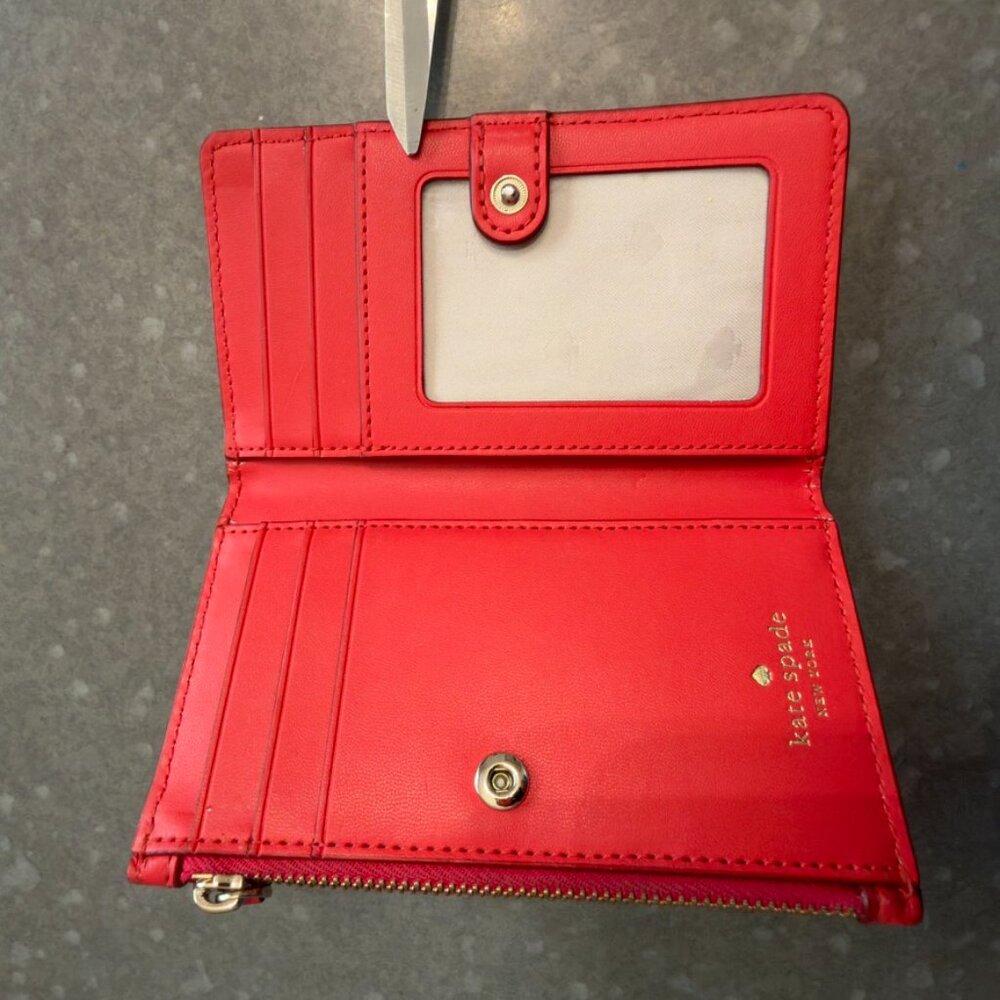 Kate Spade New York Pebbled Leather Wallet – Bright Red - Picture 3 of 6
